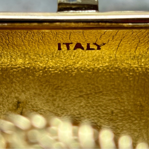 Vintage Rodo Gold Metal Swarovski Crystal Clutch Purse - Picture 5 of 12